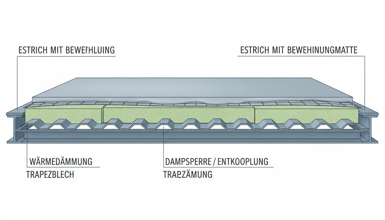 estrich auf trapezblechaufbau